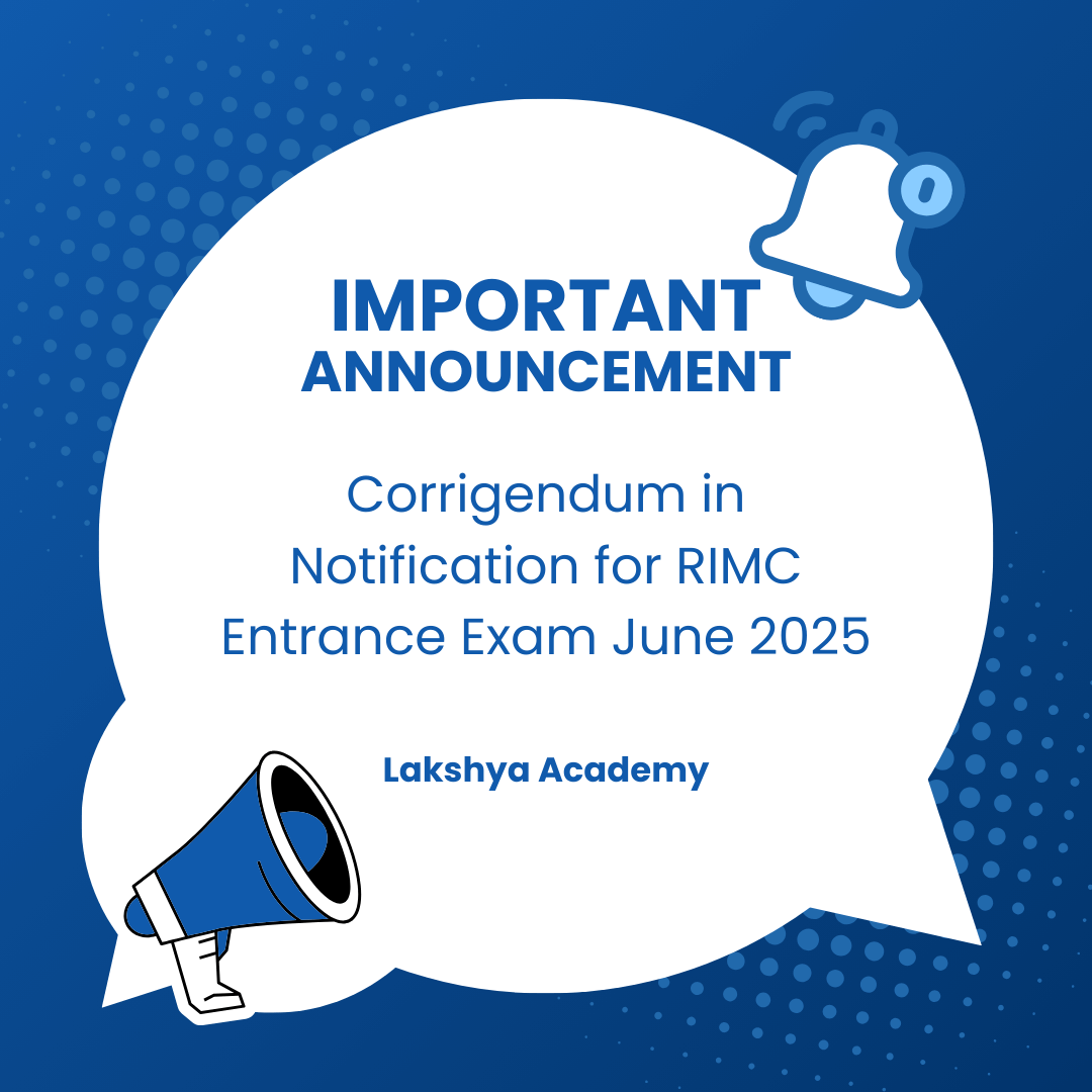 Corrigendum in Notification for RIMC Entrance Exam June 2025